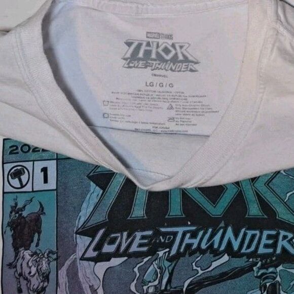 Marvel Thor Love and Thunder Comic Strip Cover White Mens Large Graphic T-Shirt - Picture 3 of 6